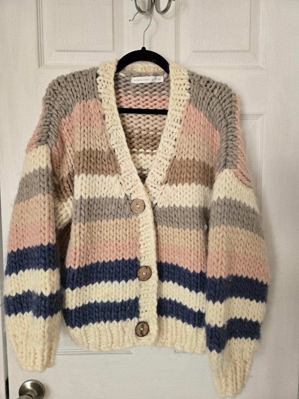 Altard State Striped Chunky Knit Cardigan Multicolor XS/S Like New